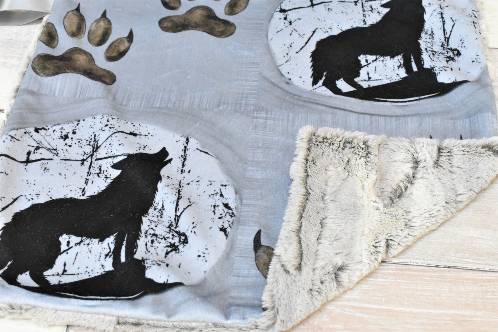 Wolf Lovey Wolf Security Blanket Wolf Mini Blanket Minky Etsy