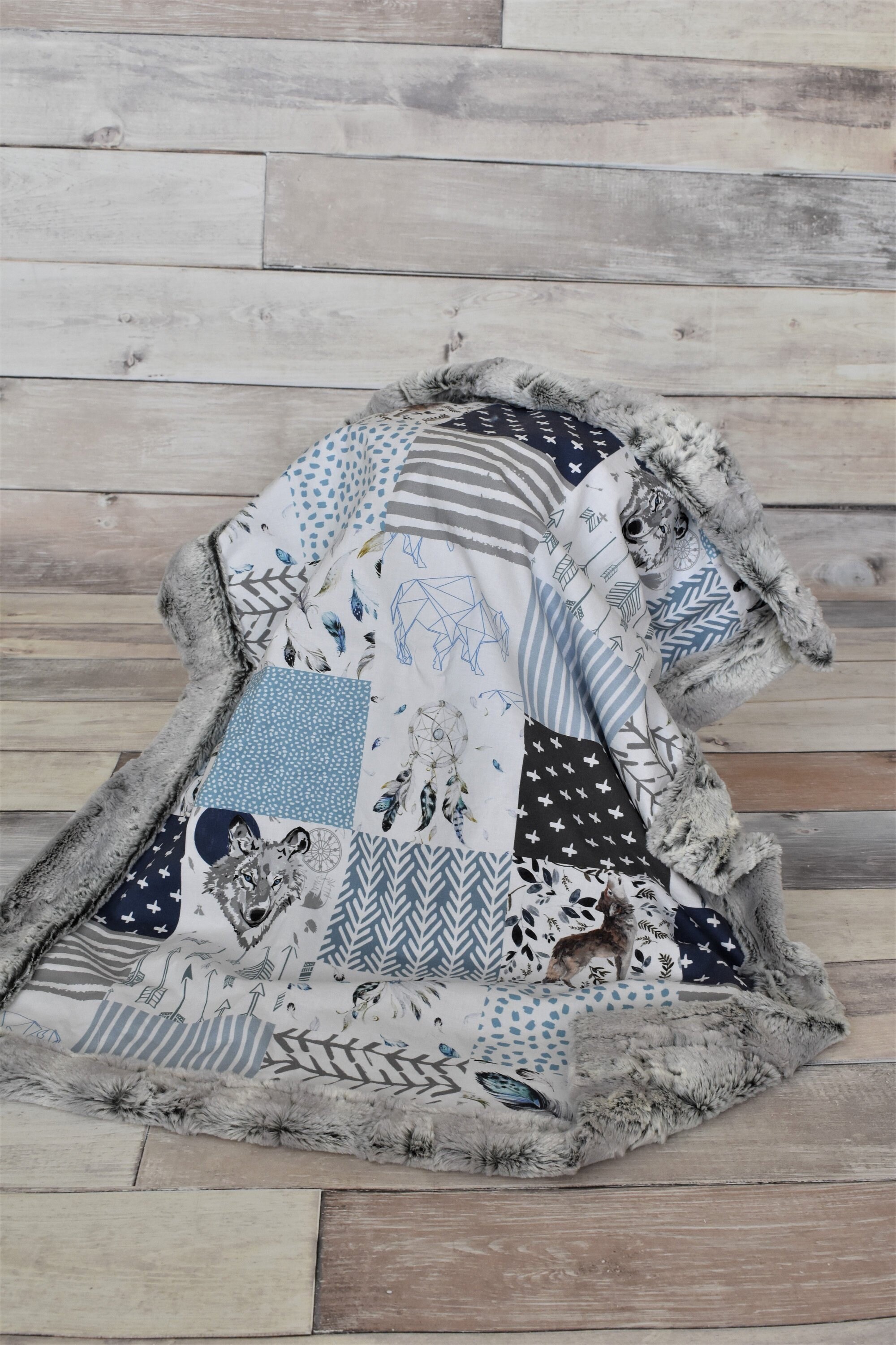 Wolf Baby Blanket Tribal Baby Blanket Wolf Nursery Wolf Etsy