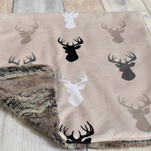 Brown Deer Lovey - Deer Mini Baby Blanket - Deer Security Blanket - Deer Baby Gift - Minky Lovey - Soft Baby Blanket - Buck Baby Blanket