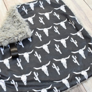 Cowboy Lovey - Longhorn Lovey - Cowboy Mini Baby Blanket - Western Lovey - Western Mini Baby Blanket - Minky Lovey - Cowboy Baby Gift