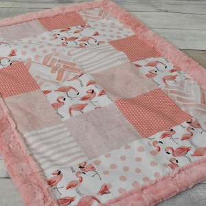 Pink Flamingo Baby Blanket - Flamingo Crib Blanket - Flamingo Baby Gift - Flamingo Nursery - Minky Blanket - Girl Baby Blanket