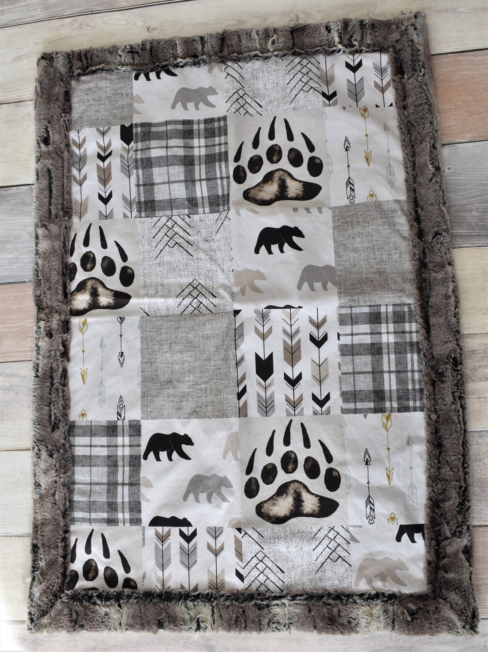 Bear Baby Blanket Brown Bear Blanket Woodland Blanket Etsy
