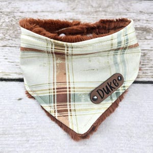 Personalized Dog Bandana - Dog Bandana - Snap On Dog Bandana - Dog Bandana With Name - Orange Plaid Dog Bandana - Fall Plaid Dog Bandana