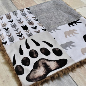 Brown Bear Lovey - Bear Mini Baby Blanket - Bear Paw Mini Blanket - Bear Security Blanket - Minky Lovey - Lovey - Woodland Lovey - Baby Gift