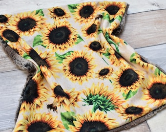 Sunflower Lovey - Sunflower Security Blanket - Sunflower Baby Gift - Minky Lovey - Security Blanket - Flower Lovey - Lovey - Lovie