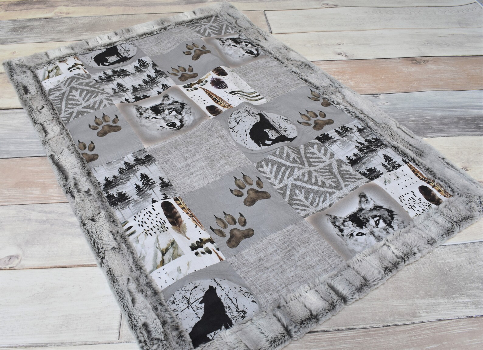 Wolf Baby Blanket Gray Wolf Blanket Wolf Baby Bedding Etsy