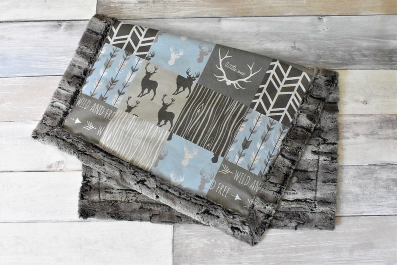 Blue Deer Blanket Brown Deer Blanket Buck Blanket Arrow Etsy