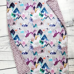 Purple Mountain Baby Blanket - Ready To Ship - Minky Blanket - Mountain Nursery - Mountain Crib Blanket - Mountain Baby Gift -