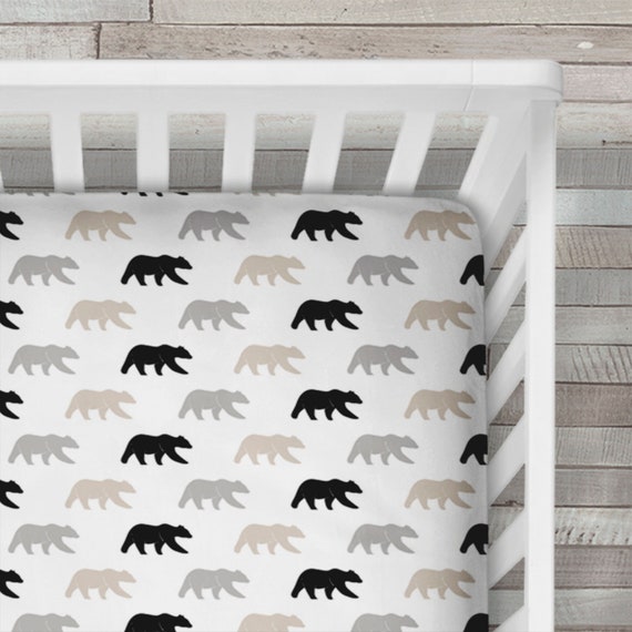 Bear Crib Sheet Brown Bear Sheet Bear Baby Bedding Bear Etsy