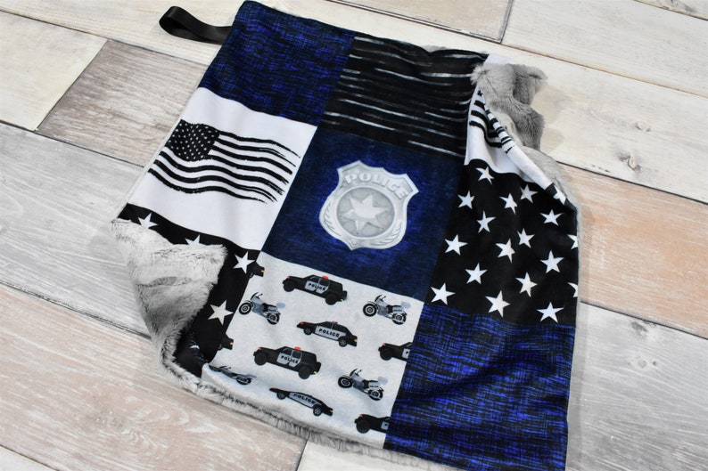 Amore della polizia Mini coperta della polizia Amore del poliziotto Amore delle forze dell'ordine Regalo del bambino della polizia Coperta di sicurezza della polizia Amore Minky Lovey immagine 5