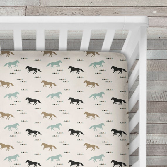 Horse Crib Sheet Cowboy Crib Sheet Horse Baby Bedding Etsy