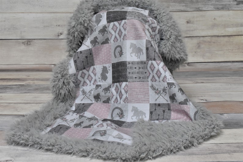 Pink Horse Blanket Cowgirl Baby Blanket Western Girl Etsy