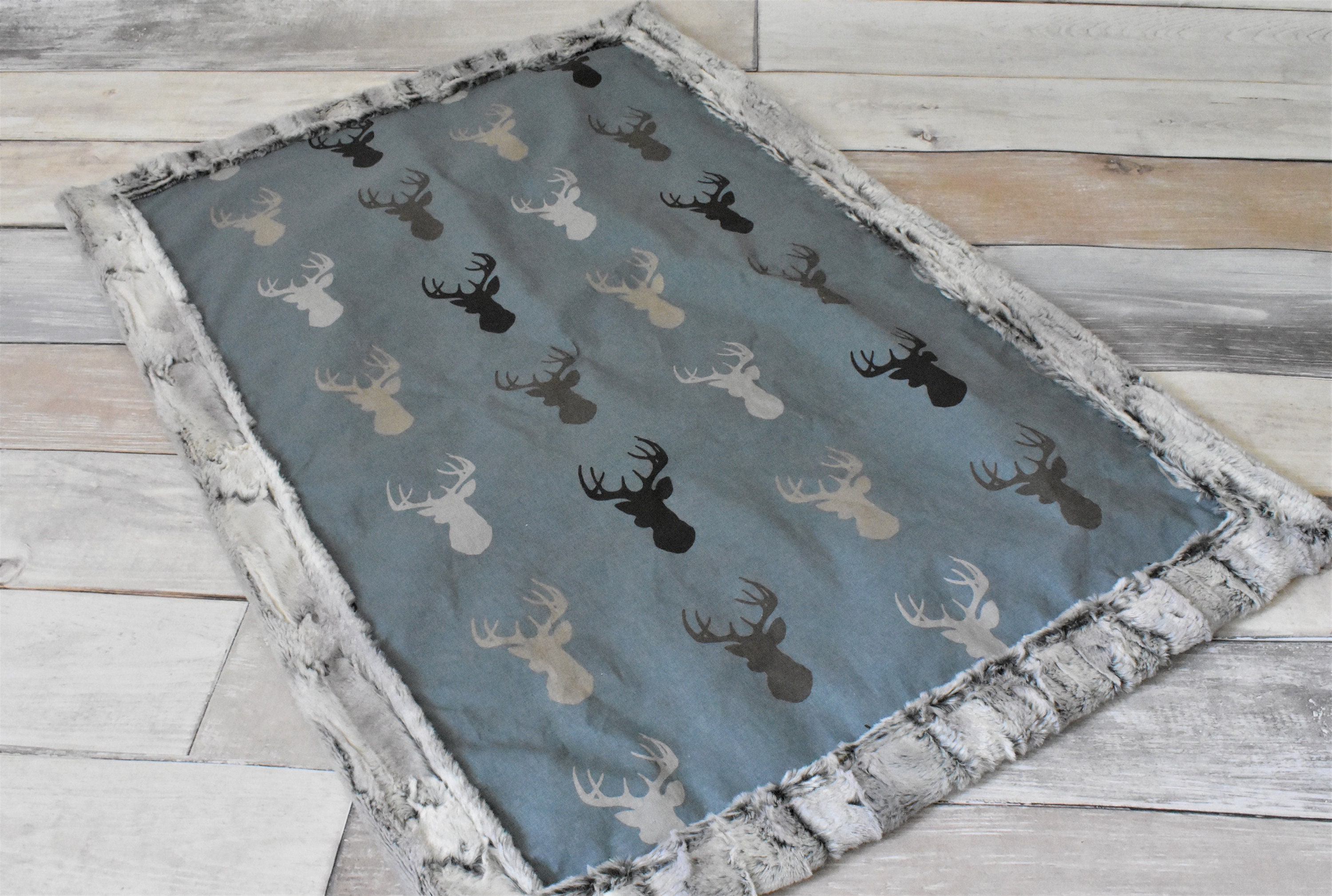 Deer Baby Blanket Buck Baby Blanket Blue Deer Blanket Etsy