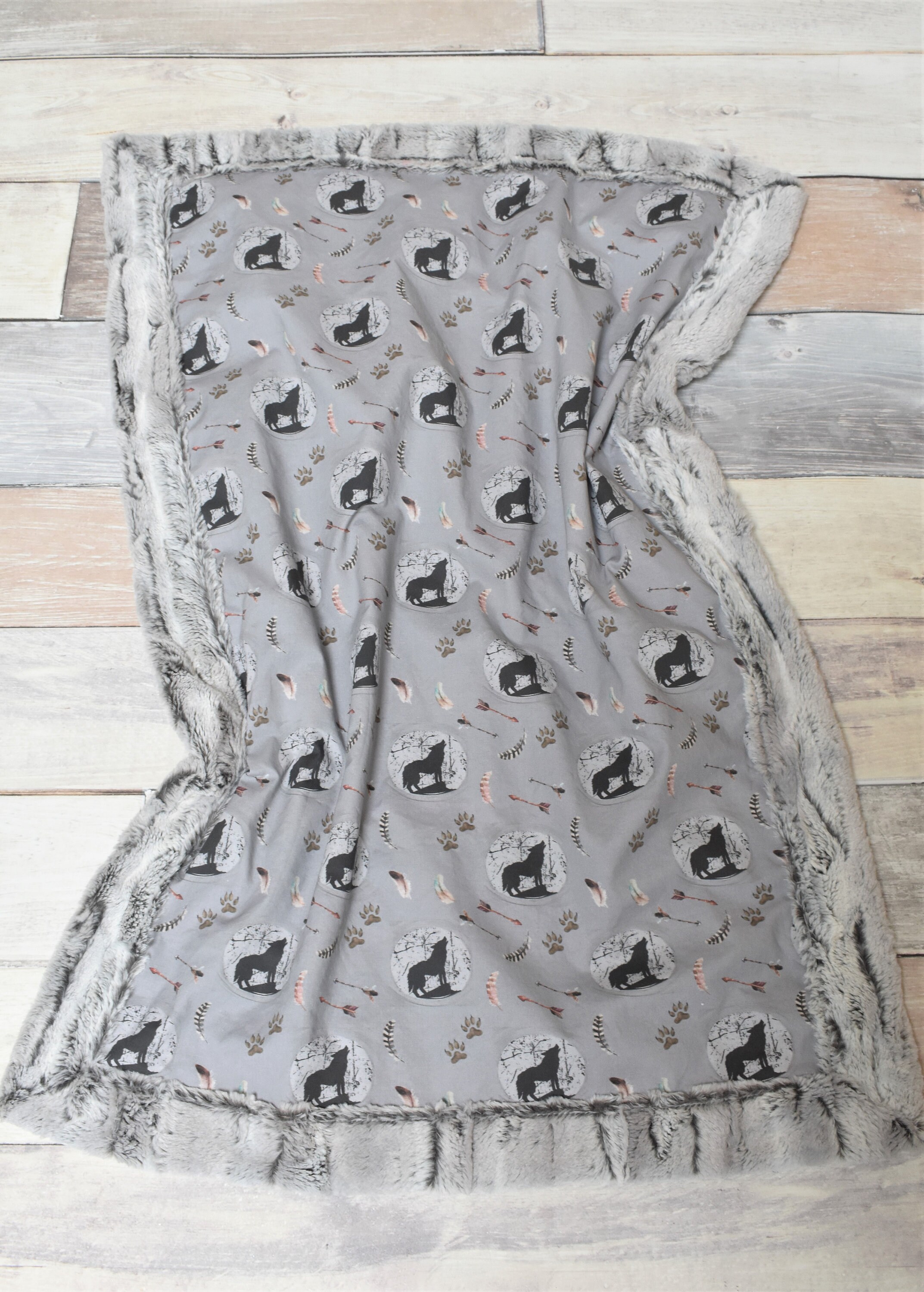 Wolf Baby Blanket Gray Wolf Blanket Wolf Baby Gift Wolf Etsy