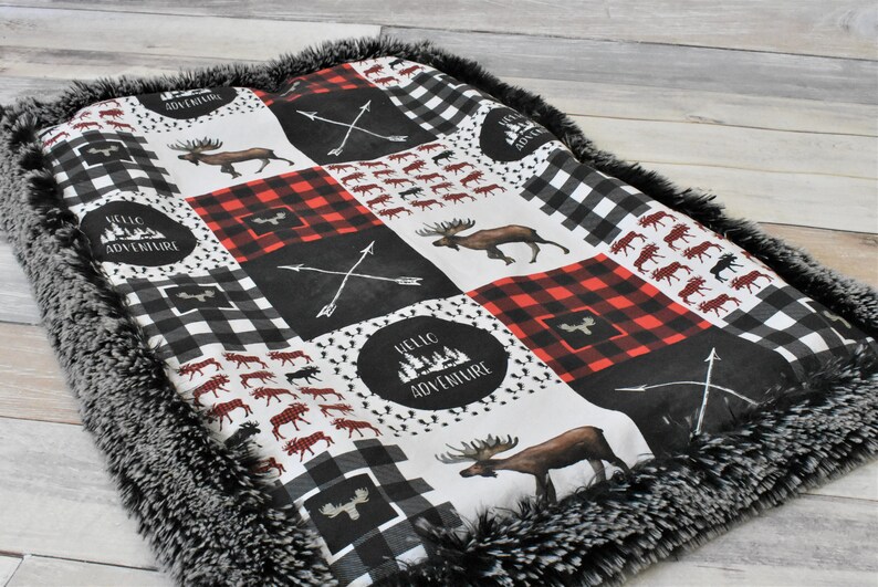 Buffalo Plaid Baby Blanket Moose Baby Blanket Patchwork Etsy
