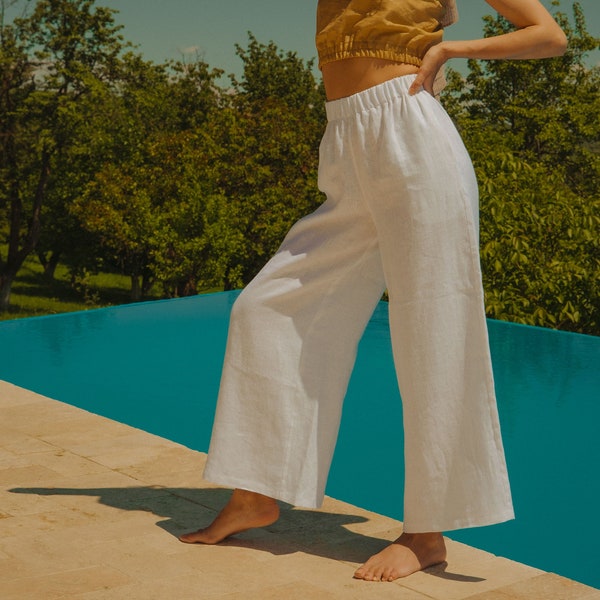 White Linen Pants Etsy