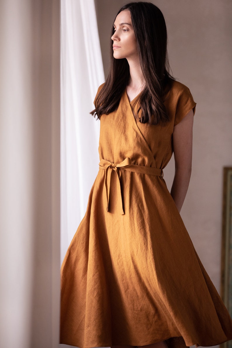 Linen dress FLORENCE Elegant midi dress VERLINNE image 7