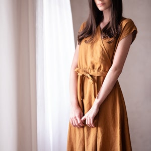 Linen dress FLORENCE Elegant midi dress VERLINNE image 6