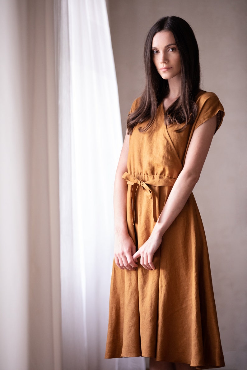 Linen dress FLORENCE Elegant midi dress VERLINNE image 6