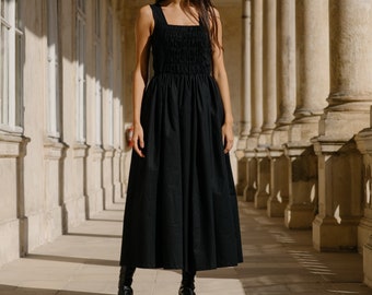 Bio Baumwoll Kleid RENEE • Elegantes ärmelloses Kleid schwarz • VERLINNE