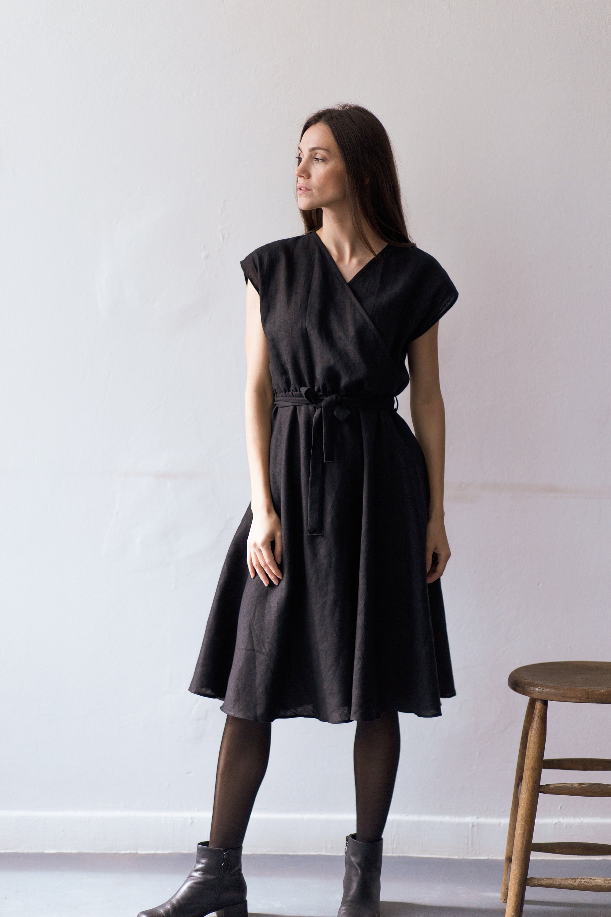 Linen Dress FLORENCE Elegant Midi Linen Dress - Etsy