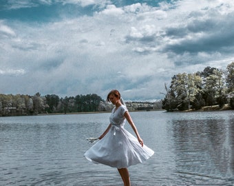 Linen dress FLORENCE • Elegant midi dress