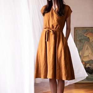 Linen dress FLORENCE Elegant midi dress VERLINNE image 5