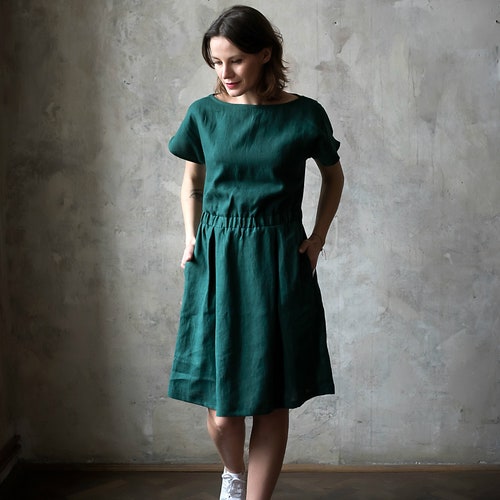 Soft Linen Dress. Linen Dress With Elastic Waist. Soft Linen - Etsy