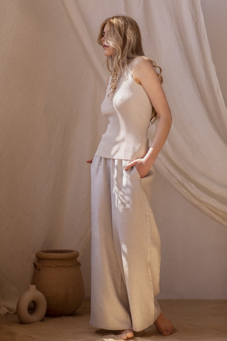 Wide linen pants image 4