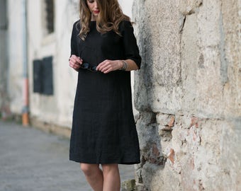 Linen dress Oh Happy Day • Soft linen dress • Washed linen tunic • THE linen Little Black Dress