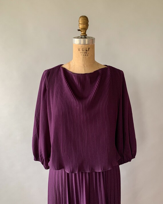 Vintage 70s dress, 1970s dark purple dress, 70s p… - image 7