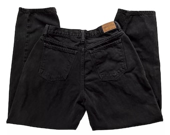 Vintage 90s Jeans, 1990s Brittania Jeans Black Cotton Denim Jeans, High Rise Relaxed Fit Straight Baggy Leg, Medium M, Size 14, 30 31 Waist