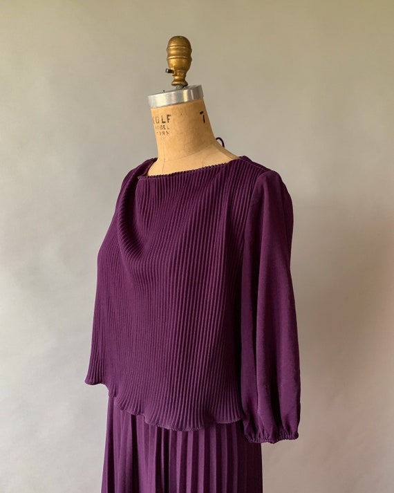 Vintage 70s dress, 1970s dark purple dress, 70s p… - image 4