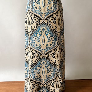 Vintage 60s skirt, 1960s blue paisley maxi skirt, zip front skirt, full length skirt, 1970s maxi skirt, Medium, W27, W28 image 5