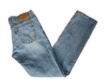 Vintage 00s Jeans, 2000s Y2K Levis 507 Light Stone Wash Cotton Denim Jeans, Super Low Mid Rise Slim Fit Straight Leg, Size 11, 31 Waist