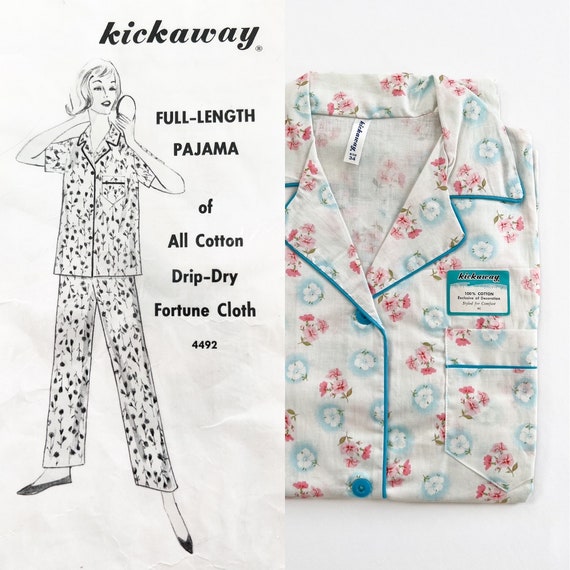 Vintage 60s Pajamas, 1960s Deadstock Kickaway Whi… - image 1