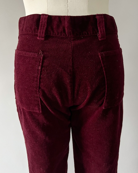 Vintage 70s Pants, 1970s Dark Red Corduroy Flared… - image 6