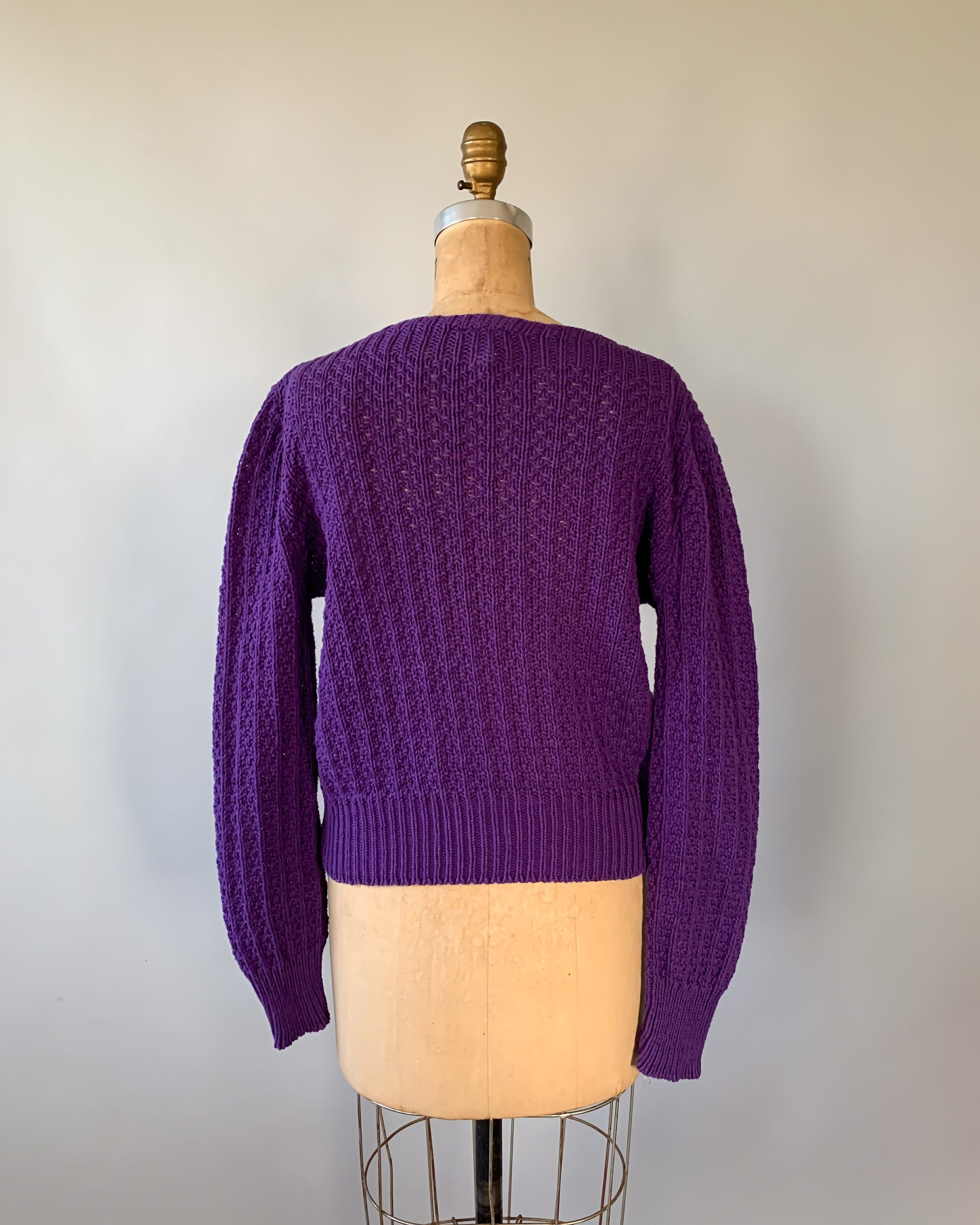 pointelle balloon sleeve sweater