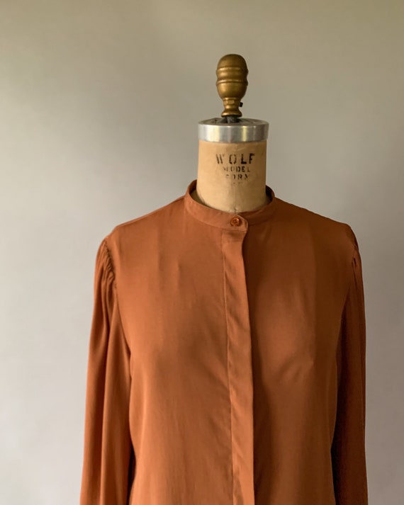 Vintage 70s blouse, 1970s copper rayon blouse, 70… - image 9