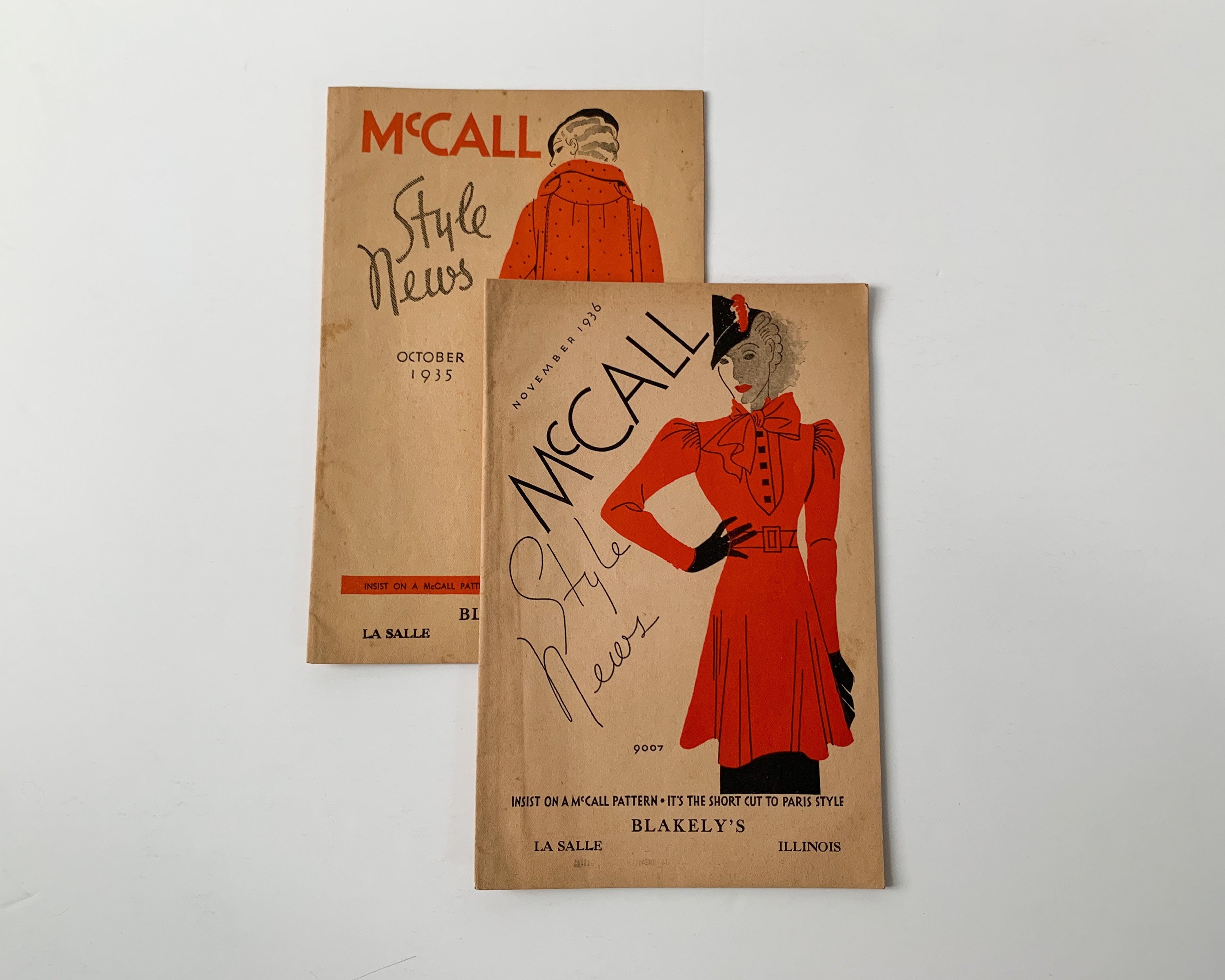 Vintage 1930s McCalls pattern books, October 1935 & November 1936