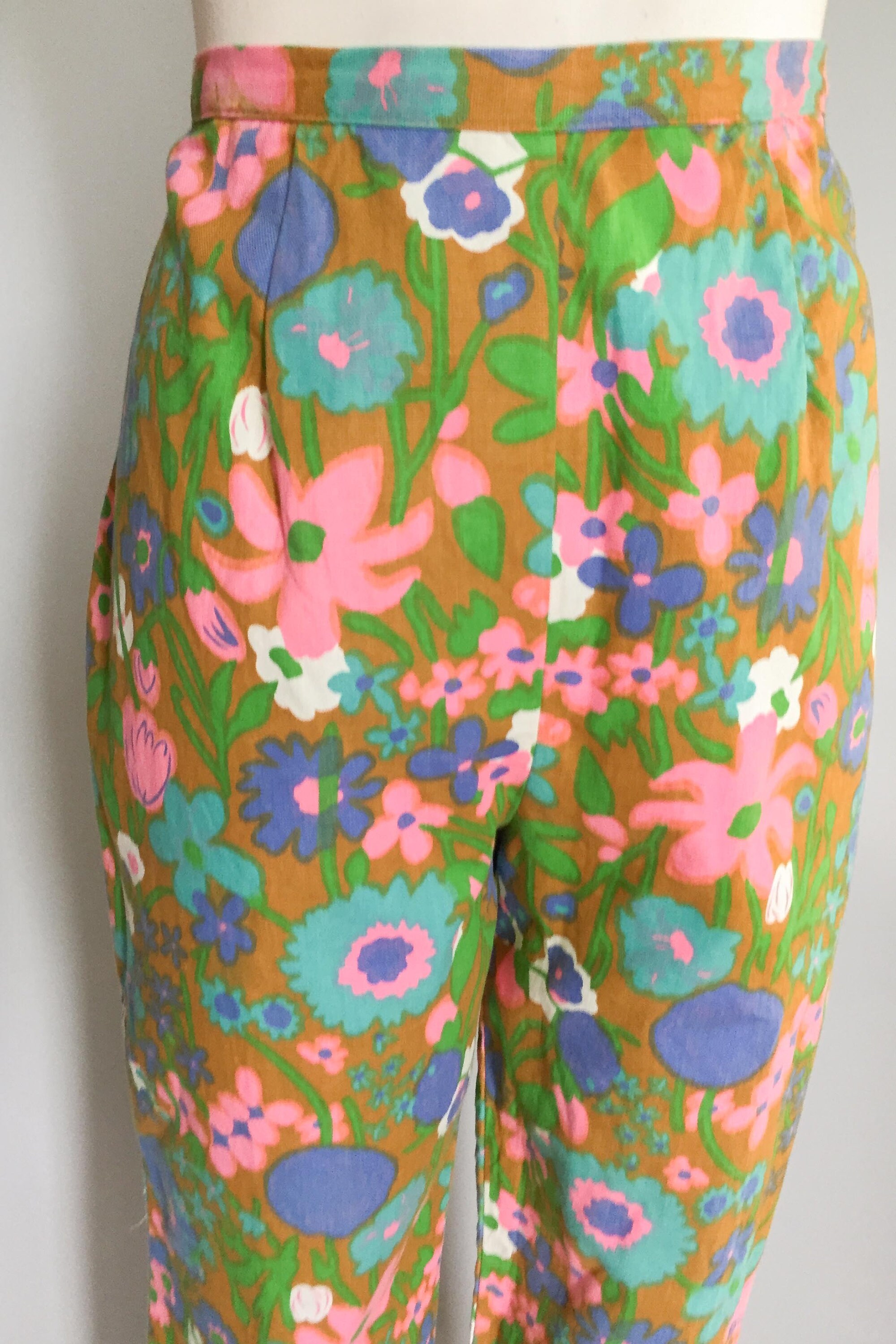 Vintage 1960s 60s New Old Stock NOS floral pantsuit jacket and pants ...