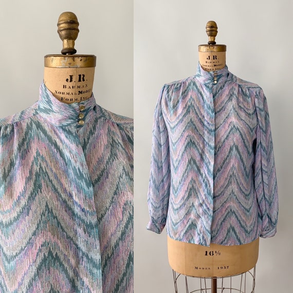 Vintage 80s blouse, 1980s pastel blouse, 80s secr… - image 1