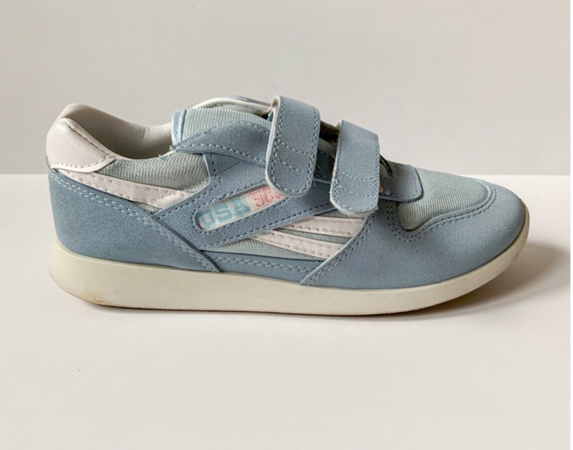 Vintage 1980s pastel blue Velcro tennis shoes / 80s blue | Etsy