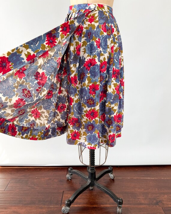 Vintage 50s Skirt, 1950s 1960s Purple Blue Floral… - image 8