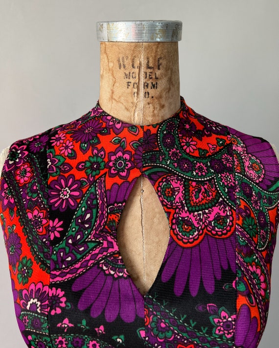 Vintage 60s Dress, 1960s 70s Mod Hippie Sleeveles… - image 4