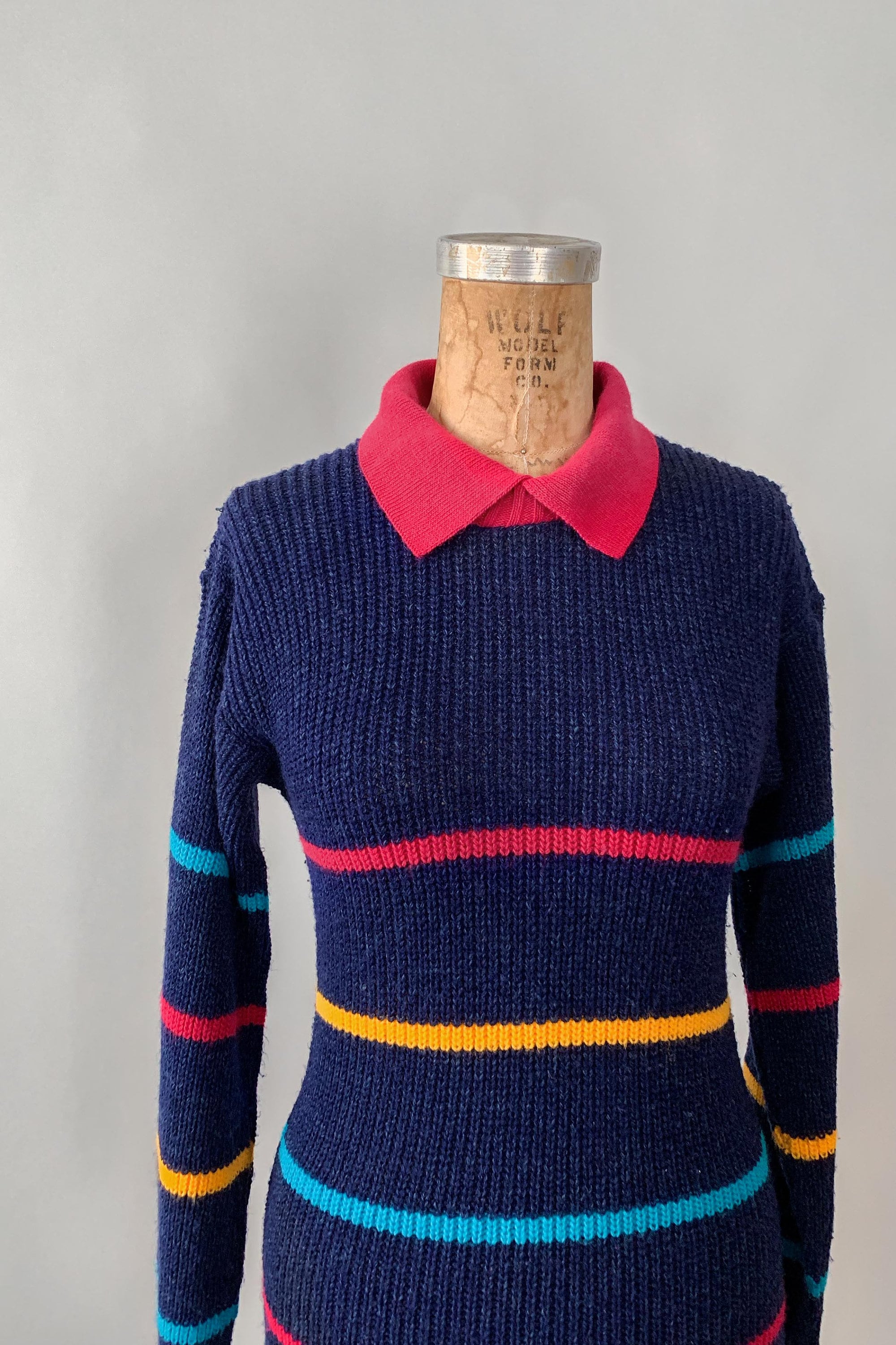 80's Rainbow Stripe Kangaroo Pouch Sweater