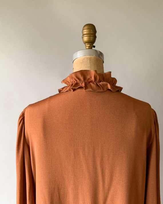 Vintage 70s blouse, 1970s copper rayon blouse, 70… - image 6