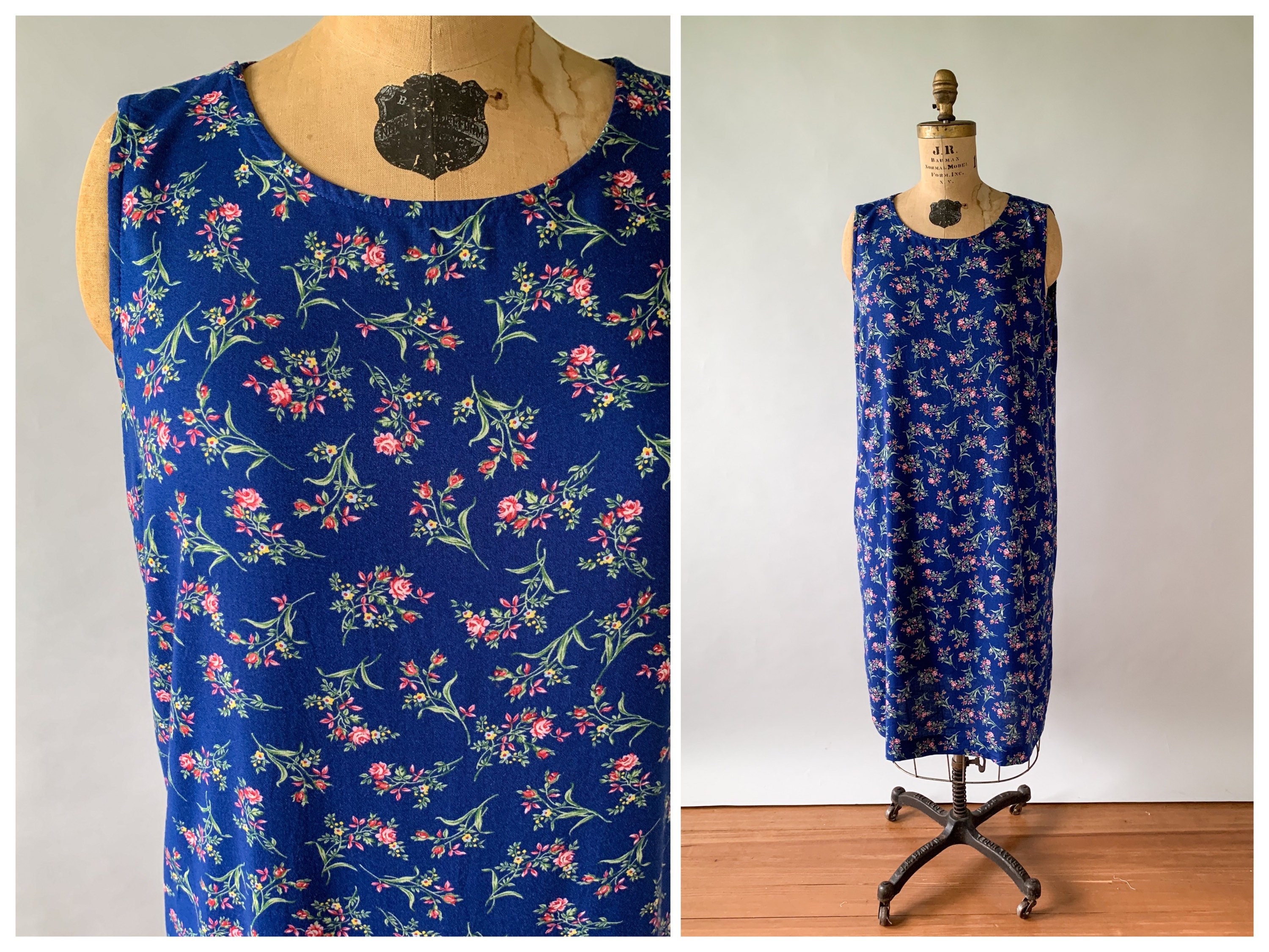 T-shirt dress - MISS PENNY blue brown - Timeless floral print