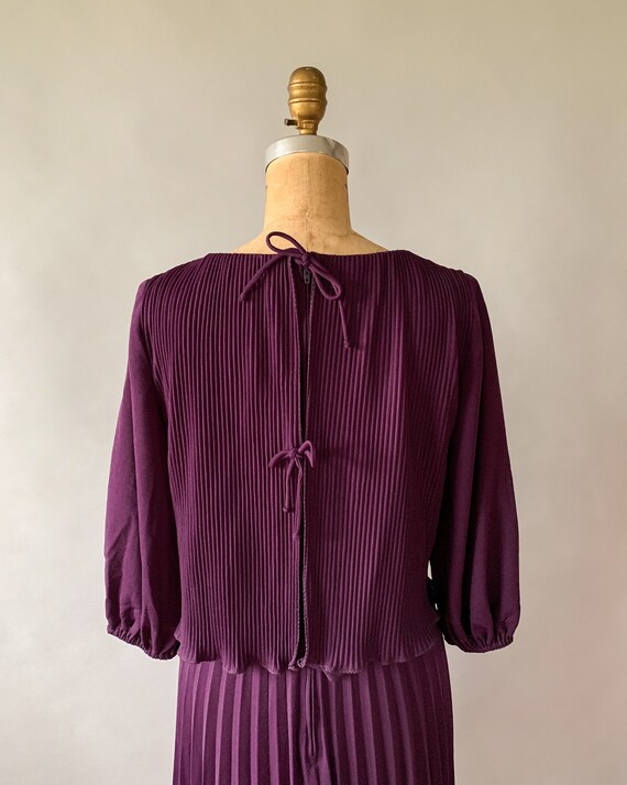 Vintage 70s dress, 1970s dark purple dress, 70s p… - image 5