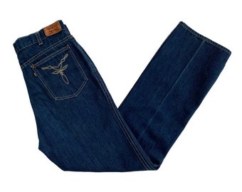 Vintage 1980s 1970s unisex Levis dark wash straight leg jeans, W31, W32